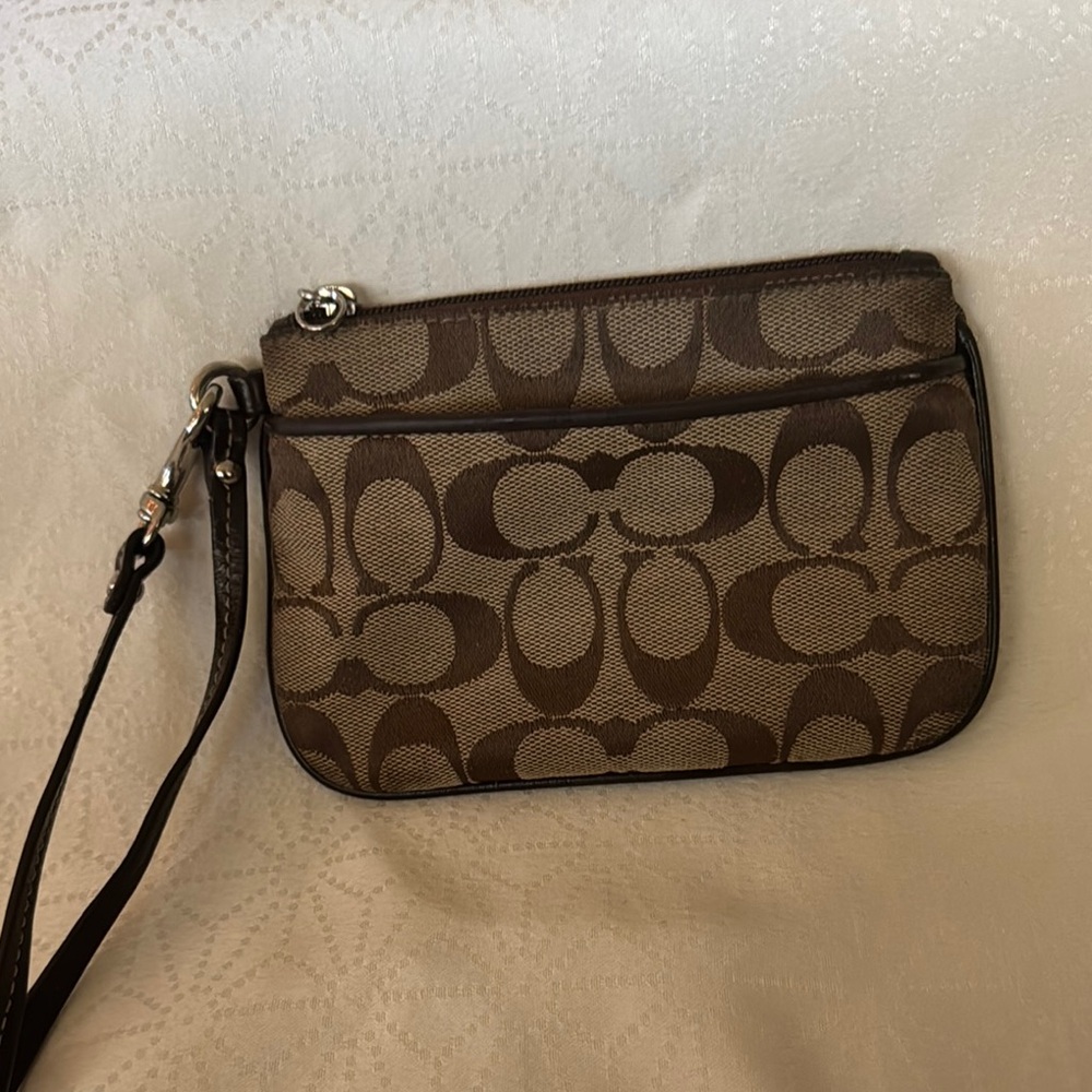Coach Brown Wristlet Bag